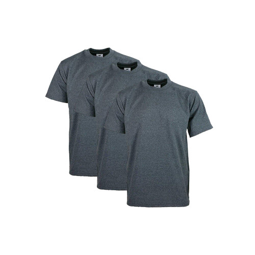 Pro Club Men's 3-Pack Heavyweight Cotton Short Sleeve Crew Neck T-Shirt, Charcoal, 4X-Large