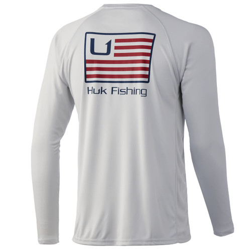 HUK Men's Standard Pursuit Long Sleeve Sun Protecting Fishing Shirt, Huk & Bars-Oyster, 3X-Large US