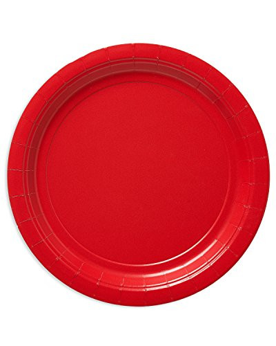 American Greetings Round Plate (20 Count), 9", Bright Red
