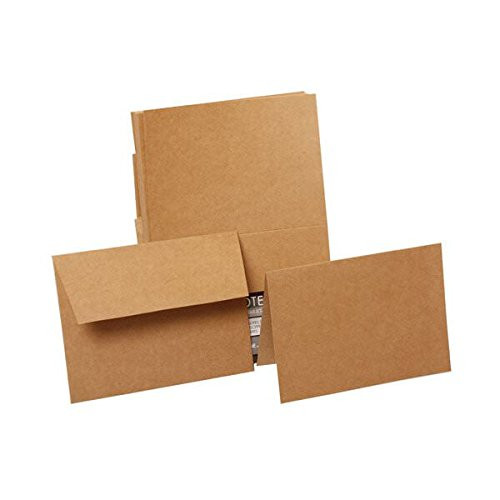 JAM PAPER Foldover Cards & Matching Envelopes Stationery Kit - 4 x 5 1/2 - Brown Kraft Paper Bag Recycled - 50/Pack