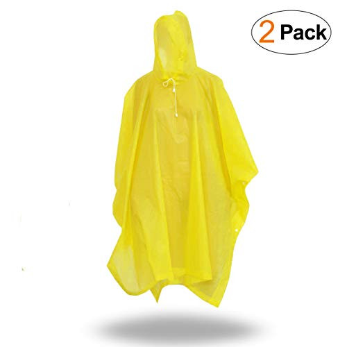 Rain Ponchos for Adults, Reusable or Disposable Rain Poncho with Hood, Emergency Waterproof for Concerts, Amusement Parks, Hiking, Camping, Sports Events and Rainy Outdoors(2 Pack)