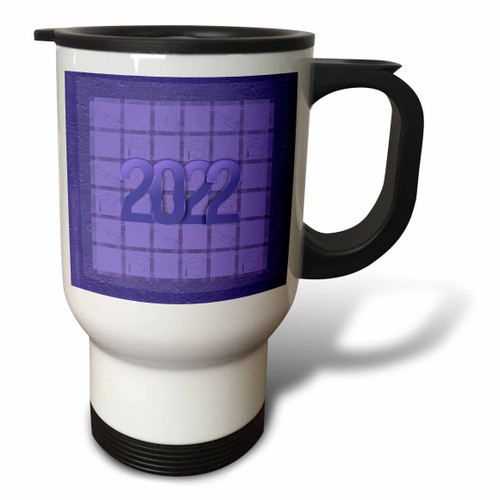 3dRose Image of 2022, Cap and Diploma in Squares Design, Purple - Travel Mugs (tm_355154_1)