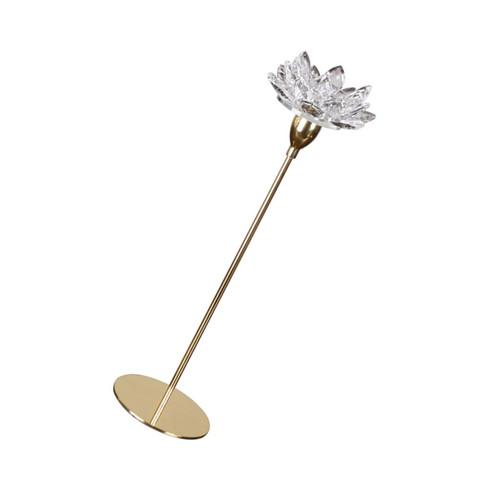 DECHOUS 2 pcs Candle Holders Metal Decor Clear Stand Metal Stand Glass Candle Lamp Tapered Candlestick Holders Candle Holder Centerpiece Candlestick Ornament Crystal Lotus Candle Holder