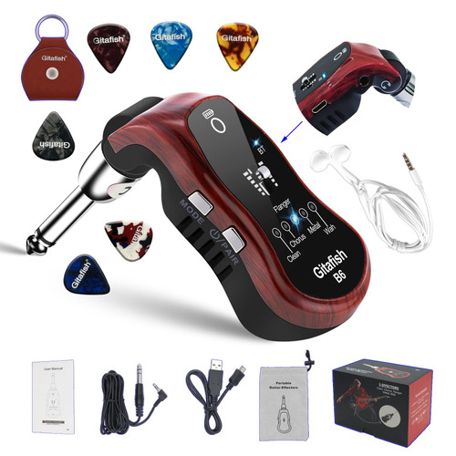 Gitafish Bass Guitar Headphone Mini Amp Bluetooth Electric Bass Micro Amps for Electric Guitar Bluetooth Practice Headphones Small Amps Guitar Portable Headphones Amplifier Pocket Bass Amp