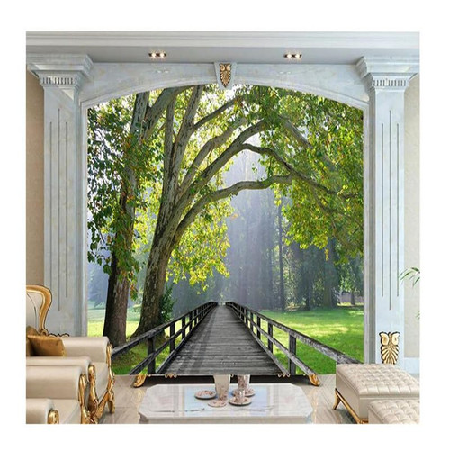 TOKMOCO Custom Mural Birch Wood Bridge Scenery 3D Wallpaper Living Room Bedroom Mural TV Background Wallpaper
