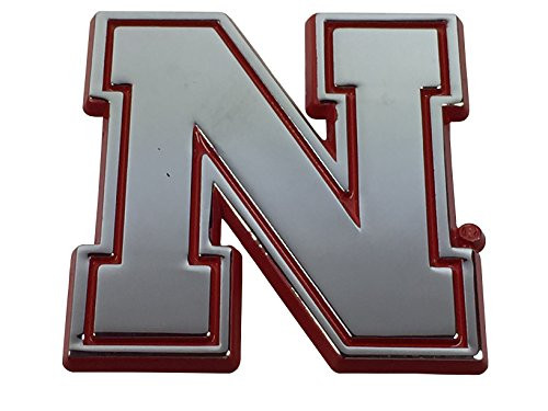 University of Nebraska METAL Auto Emblem with Red Trim (Iron N)