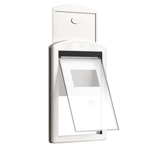 MAVRICFLEX White Frame Dog Doors for Medium Dogs, Durable Plastic Pet Door with Sliding Lock Panel and Magnetic Flap, Doggy Door for Door, Doggie Door