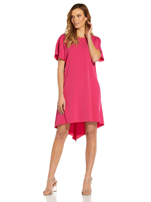 Adrianna Papell Women's HIGH Low Shift Dress, Super Pink, 10