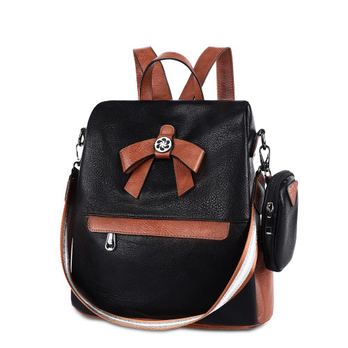 ZOCAI Backpack Purse for Women Fashion Backpack Purses PU Leather Daypacks Anti-Theft Shoulder Bag Satchel Purse(Black/Brown)