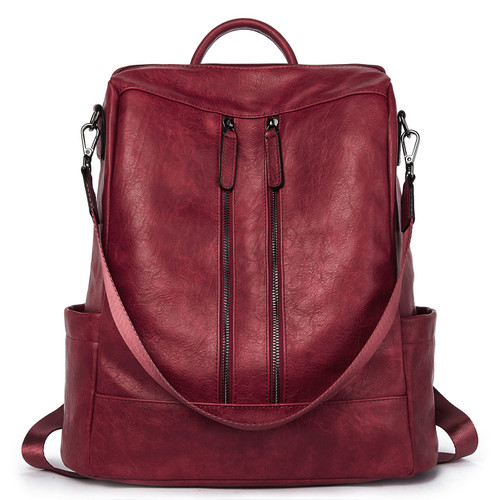 Telena Leather Backpack Purse for Women Convertible Fashion Travel Backpack Purse Ladies Shoulder Bag Wine Red