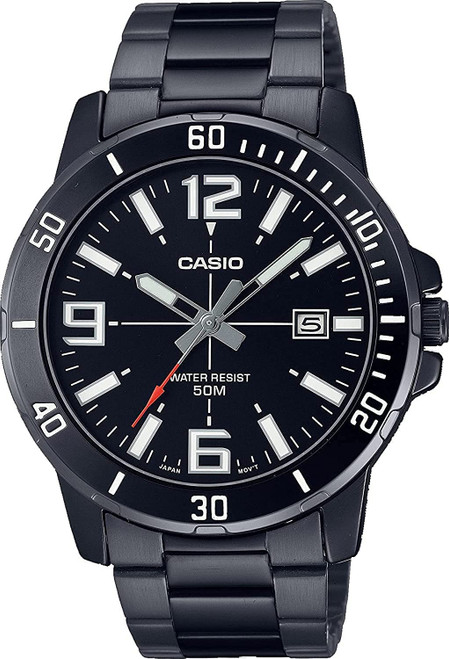 Casio MTP-VD01B-1BV Men's Enticer Black IP Stainless Steel Black Dial Casual Analog Sporty Watch