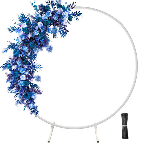 Wedding Arches for Ceremony Wedding Arch 6.6ft Circle Backdrop Stand Round Backdrop Stand Balloon Arch Stand Circle Balloon Arch Frame Round Balloon Arch Frame for Party Decoration (White 8.2ft)