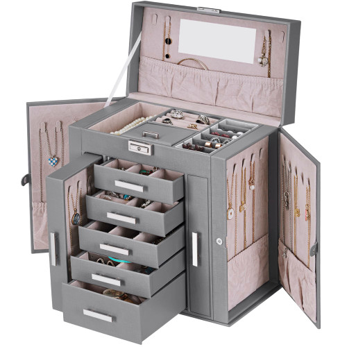 ANWBROAD Jewelry Organizer Box Women Jewelry Box Storage Case Large Jewelry Box for All Jewelry with Lock Mirror for Necklaces Earrings Rings Bracelets Jewelry Case UJJB028H ANWBROAD Jewelry Organizer Box Women Jewelry Box Storage Case Large Jewelry Box for All Jewelry with Lock Mirror for Necklaces Earrings Rings Bracelets Jewelry Case UJJB028H