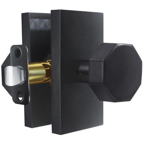 Felibat Octagonal Door Knobs Interior Modern Passage Door Knob Door Handles for Hall and Closet, Matte Black