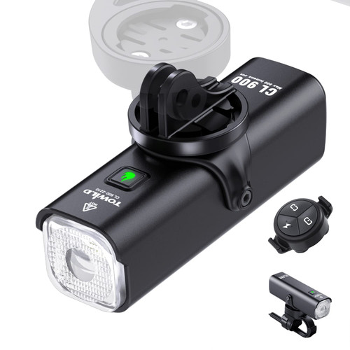 TOWILD CL900 Bike Lights for Night Riding,Wireless Control,Compatible with Garmin/GoPro Mount,900 Lumen Bike Headlight,2600mAh Rechargeable Battery,Waterproof Bike Front Light for Commuter Cyclists TOWILD CL900 Bike Lights for Night Riding,Wireless Control,Compatible with Garmin/GoPro Mount,900 Lumen Bike Headlight,2600mAh Rechargeable Battery,Waterproof Bike Front Light for Commuter Cyclists
