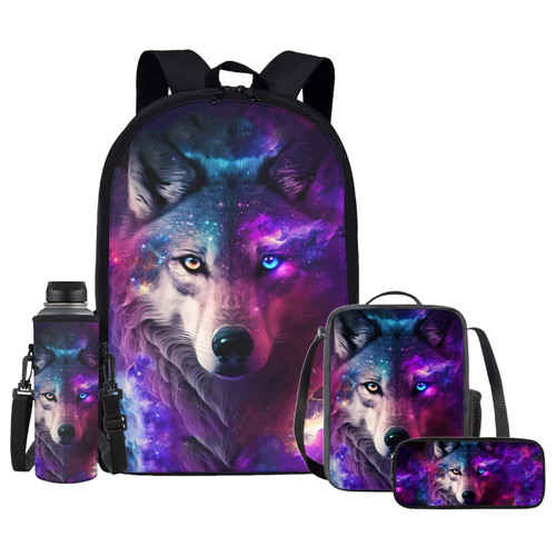 Upetstory Galaxy Wolf Backpacks Set for School for Kids Girls Boys School Bag Set with Lunch Box Pencil Case Water Bottle Sleeve Preschool Kindergarten Elementary Bookbag Teenager Schoolbag Upetstory Galaxy Wolf Backpacks Set for School for Kids Girls Boys School Bag Set with Lunch Box Pencil Case Water Bottle Sleeve Preschool Kindergarten Elementary Bookbag Teenager Schoolbag