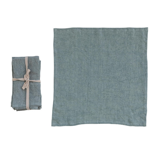 Creative Co-Op 18 Inches Square Stonewashed Linen Dinner Kitchen Use, Mint Color, Set of 4 Napkin
