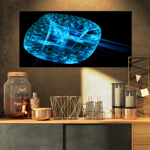 Designart PT8681-32-16 Blue Fractal Cube in Dark Large Abstract Art Canvas Print-32x16, 32x16 Designart PT8681-32-16 Blue Fractal Cube in Dark Large Abstract Art Canvas Print-32x16, 32x16