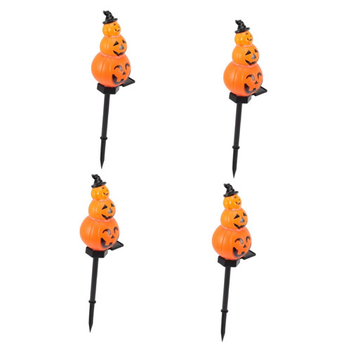Abaodam 4pcs Solar Decorative Lights Pumpkin Light Outdoor Solar Pumpkin Stakes Solar Halloween Pumpkin Light Solar Driveway Lights Pumpkin Garden Stake Lights LED Wood Pile Plastic