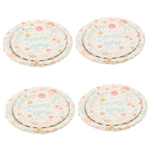 Hemoton 4 Sets party tableware happy birthday plates cupcake pans birthday dessert plate disposable paper dish birthday cake plate party plates party disposable plates