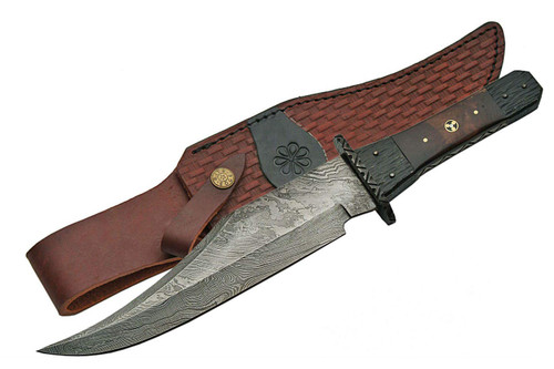 SZCO Supplies Tri-Circle Mosaic Damascus Bowie Knife, Green SZCO Supplies Tri-Circle Mosaic Damascus Bowie Knife, Green