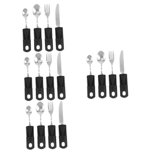 Abaodam 16 pcs bendable cutlery stainless steel dishes stainless steel serving utensils adaptive utensils elderly cutlery parkinsons utensils rehabilitation spoon fork elderly utensils set