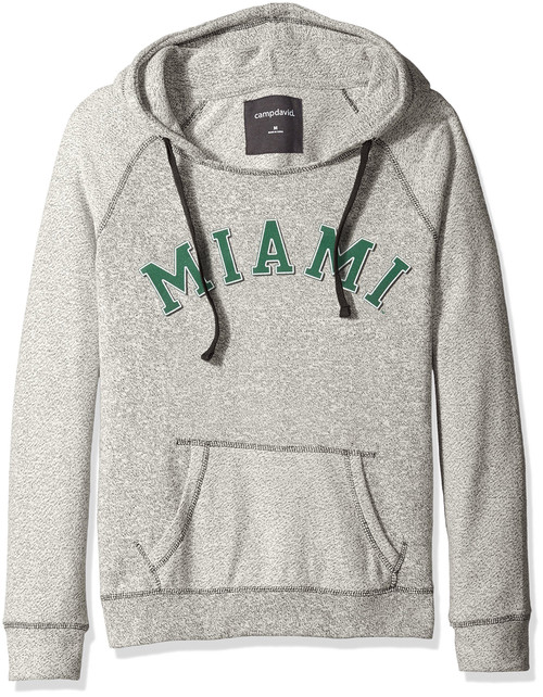 NCAA Miami Hurricanes Women's Reverse Sleeve and Pocket Hoodie, Small, Pepper/Charcoal