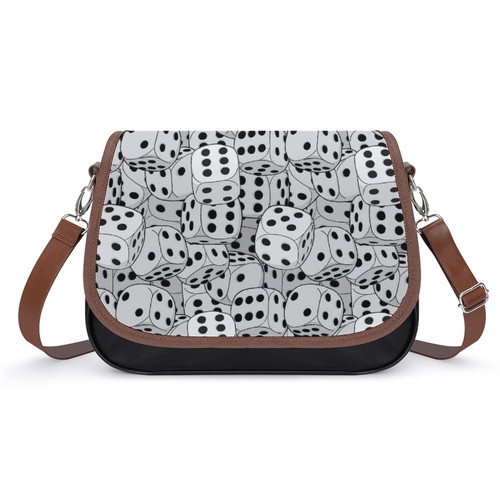 Black And White Dices Women's PU Leather Purses Soft Crossbody Bag Shoulder Handbags
