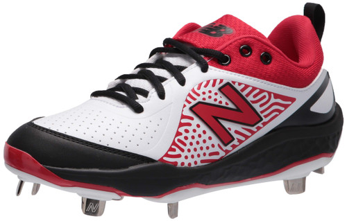 New Balance Women's Fresh Foam Velo V2 Metal Softball Shoe, Black/Red/White, 5.5