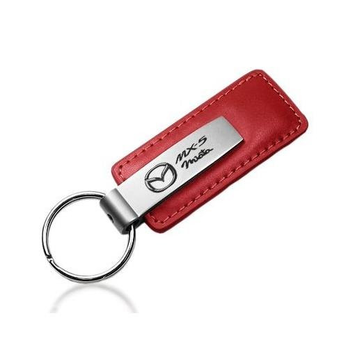 Mazda Miata MX-5 Red Leather Car Key Chain, Official Licensed