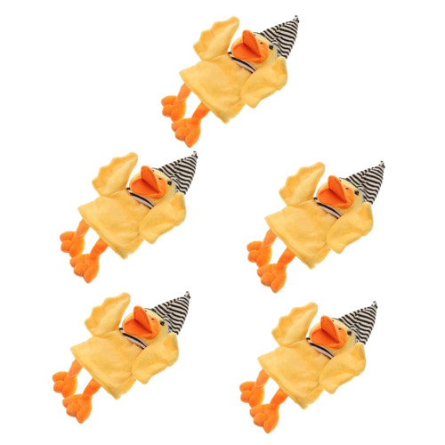 Toyvian 5pcs Hand Puppet Small Yellow Duck Baby Mitts Infant Toys Plush Toy Hand Puppets for Kids with Movable Mouth Black Puppet Puppets for Babies pp Cotton Duck Hand Puppet cat Puppet