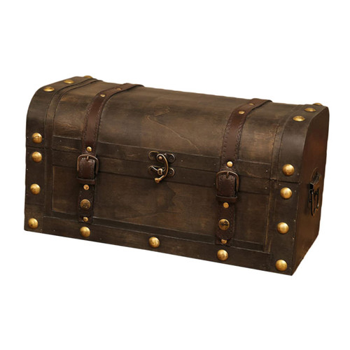 Holibanna Box pirate treasure chest wooden treasure chest jewelery organizer jewelry storage organizer money saving bank drawer jewelry organizer manual piggy bank antique Bamboo