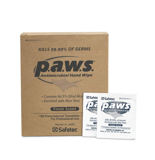 Safetec PAWS Antimicrobial Towelette 6 Boxes (100 Each)