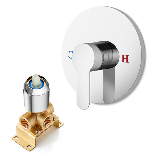 Heyalan Bathroom Shower Valve Mixer Single-Function round Single Handle Shower Handle Valve Trim Kit?Wall Mount Brass Faucet Shower Rough-In Valve,Polished Chrome Female Thread