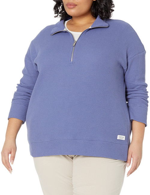 Calvin Klein Performance Women's Plus Size Long Sleeve Mock Neck Tunic, Dusk, 1X