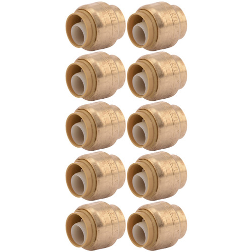 SharkBite 1/2 Inch Push Cap, Pack of 10, Push to Connect Brass Plumbing Fitting, PEX Pipe, Copper, CPVC, PE-RT, HDPE, U514LFCP