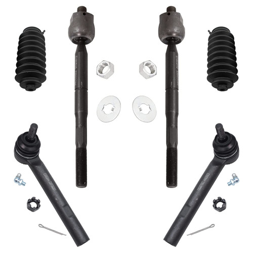 Detroit Axle - Front 6pc Suspension Kit for 04-06 Lexus RX330, 07-09 RX350, 04-07 Toyota Highlander, 4 Tie Rods 2 Boots + Bellows 2004 2005 2006 2007 2008 2009 Replacement