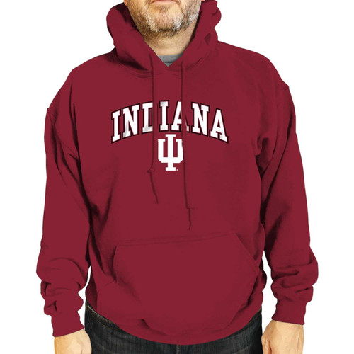 Campus Colors Adult Arch & Logo Soft Style Gameday Hooded Sweatshirt (Indiana Hoosiers - Red, Large)
