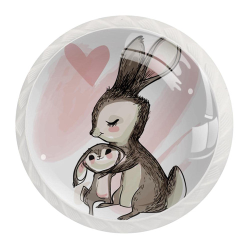 TBOUOBT 12 Pack Kitchen Cabinet Knobs, Drawer Knobs, Dresser Knobs, Drawer Pulls, Dresser Drawer, Handles Knobs, Cartoon Rabbit Family