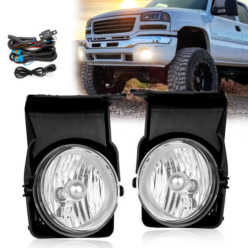 ENERBITIOUS Fog Lights Lamps Replacement for 2003-2006 GMC Sierra 1500 2500 3500 Fog Light Assembly Compatible with H10 12V 42W Bulbs, Switch and Wiring Kit