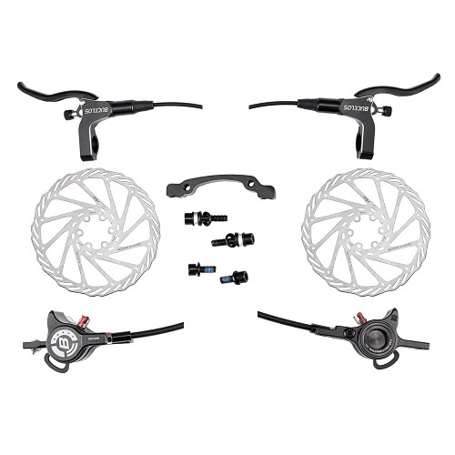 BUCKLOS MTB Hydraulic Disc Brakes set with Rotor, Mountain Bike Left Front 800mm Right Rear 1500mm Aluminum Alloy Brake Lever with Calipers fit Mountain bicycle XC Trail e-Bike