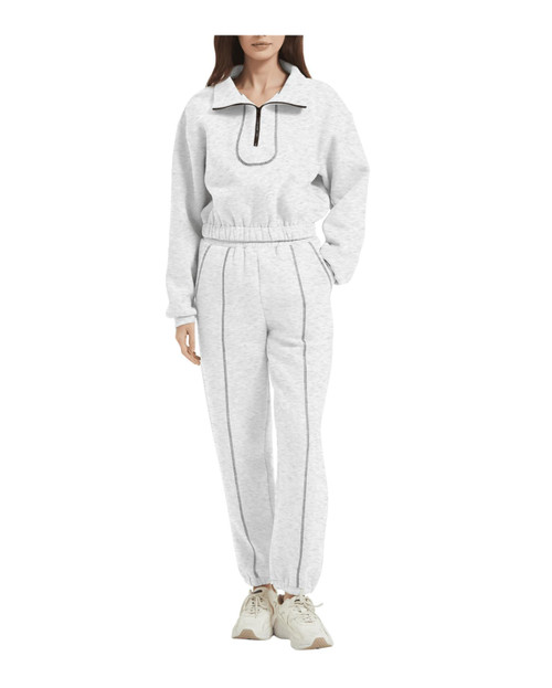 Eisctnd Sweat Sets for Women 2 Piece Jogging Suits Set Hoodie Sweatpants Set Sweat Suits 2 Piece Jogger Pants Sweatshirt Set White L
