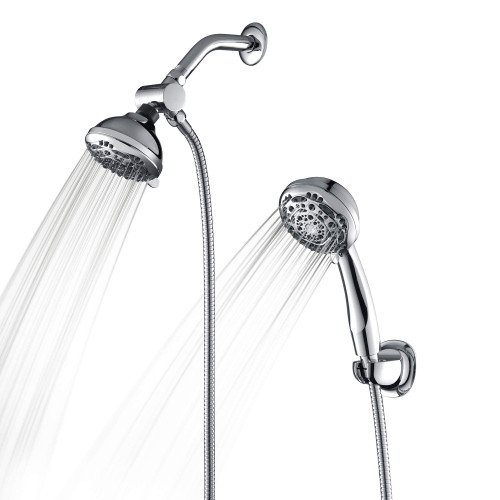 Shower Head Combo, High Pressure Handheld Shower Spray +Rain Showerhead Combo with 7 Spray Setting, Wall Mounted 2 in 1 Shower Head System Stainless Steel Extra Long Shower Hose, Chrome 1.8 GPM Shower Head Combo, High Pressure Handheld Shower Spray +Rain Showerhead Combo with 7 Spray Setting, Wall Mounted 2 in 1 Shower Head System Stainless Steel Extra Long Shower Hose, Chrome 1.8 GPM