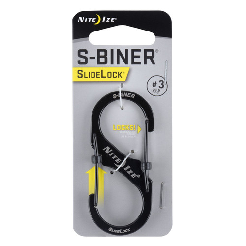 Nite Ize LSB3-01-R6 S-Biner Slide Lock Carabiner, Black, #3