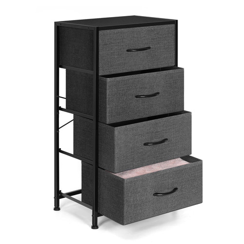 NANANARDOSO Dresser with 4 Drawers, Dresser Storage Tower Unit, Chest of Drawers Organizer with Foldable Fabric Bin, Wood Top and Steel Frame Dresser for Bedroom, Living Room, College Dorm.