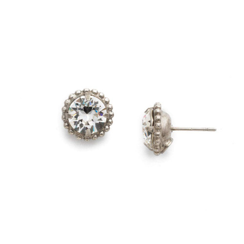 Sorrelli Essentials Simplicity Stud Earrings, Antique Silver-Tone Finish, Crystal