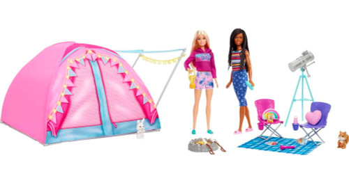 Barbie It Takes Two Dolls & 20 Accessories, Let's Go Camping Tent Playset with Brooklyn & Malibu Dolls & 2 Moving Animals Barbie It Takes Two Dolls & 20 Accessories, Let's Go Camping Tent Playset with Brooklyn & Malibu Dolls & 2 Moving Animals