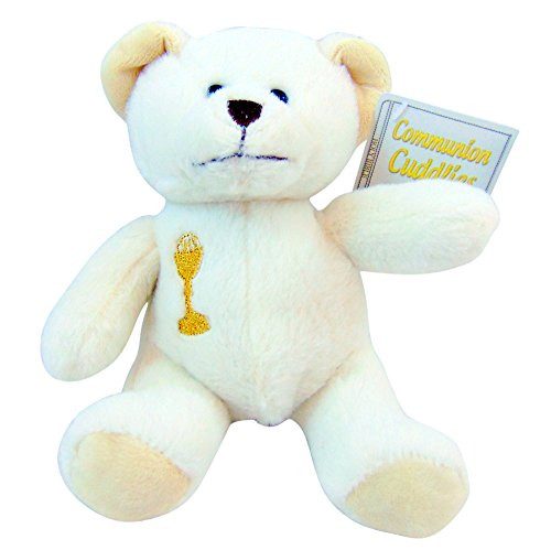First Communion Super Soft Plush Teddy Bear with Embroidereed Chalice 7 Inches