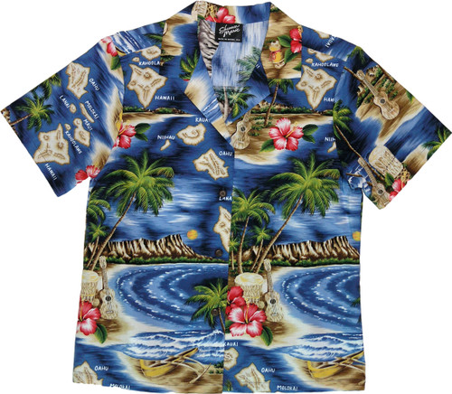 RJC Women's Hibiscus Hawaiian Island Hawaiian Camp Shirt Navy Blue Medium RJC Women's Hibiscus Hawaiian Island Hawaiian Camp Shirt Navy Blue Medium