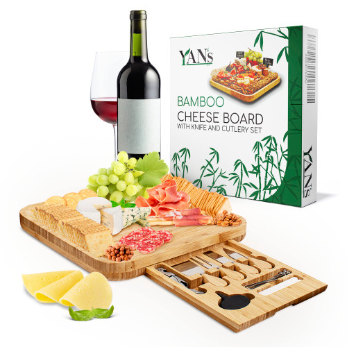 YAN's Bamboo Cheese Boards Charcuterie Boards Gift Set - Large Charcuterie Board Set - Charcuterie Tray - House Warming Gifts New Home, Marriage Gifts for Couple, Wedding, Bridal Shower Gift (Small) YAN's Bamboo Cheese Boards Charcuterie Boards Gift Set - Large Charcuterie Board Set - Charcuterie Tray - House Warming Gifts New Home, Marriage Gifts for Couple, Wedding, Bridal Shower Gift (Small)